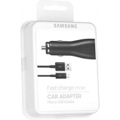 Auto Snellader Samsung Galaxy S6 Edge Plus Micro-USB 2 Ampere 100 CM - Origineel - Zwart - Blister